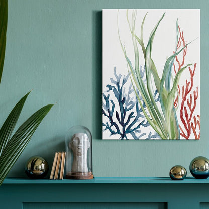 Serene Ocean Garden Abstract Oil Painting for Coastal Home Decor