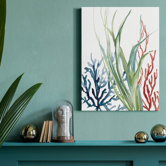 Serene Ocean Garden Abstract Oil Painting for Coastal Home Decor