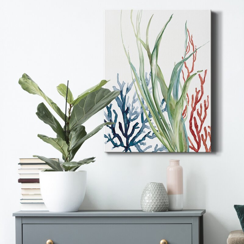 Serene Ocean Garden Abstract Oil Painting for Coastal Home Decor