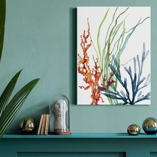 Serene Ocean Garden Abstract Oil Painting for Coastal Decor