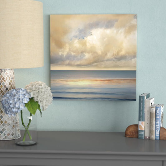 Tranquil Ocean Sunrise Oil Painting for Bright Coastal Home Décor