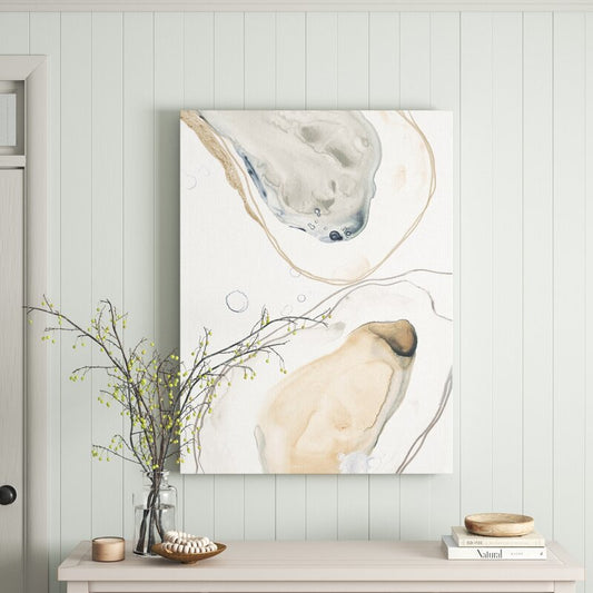 Elegant Ocean Oyster Abstract Art for Coastal Home Decor
