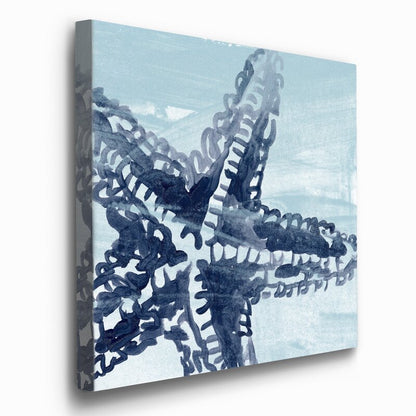 Coastal Serenity: Blue Starfish Oil Painting for Beach-Inspired Decor