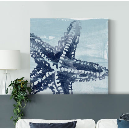 Coastal Serenity: Blue Starfish Oil Painting for Beach-Inspired Decor