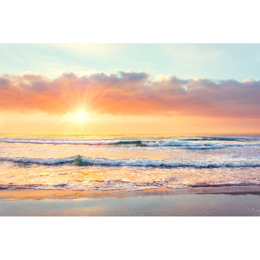 Serene Ocean Wave Sunset Painting - Vibrant Seascape Art for Beach Lovers