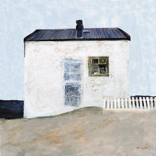 Charming Oceanside Cottage Oil Painting - Serene Coastal Home Art Decor