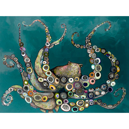 Vibrant Octopus Art in Teal - Modern Oil Painting for Ocean Lovers