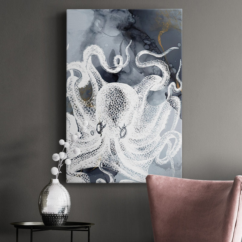Elegant Octopus Art Print - Modern Oil Painting for Nautical Home Decor