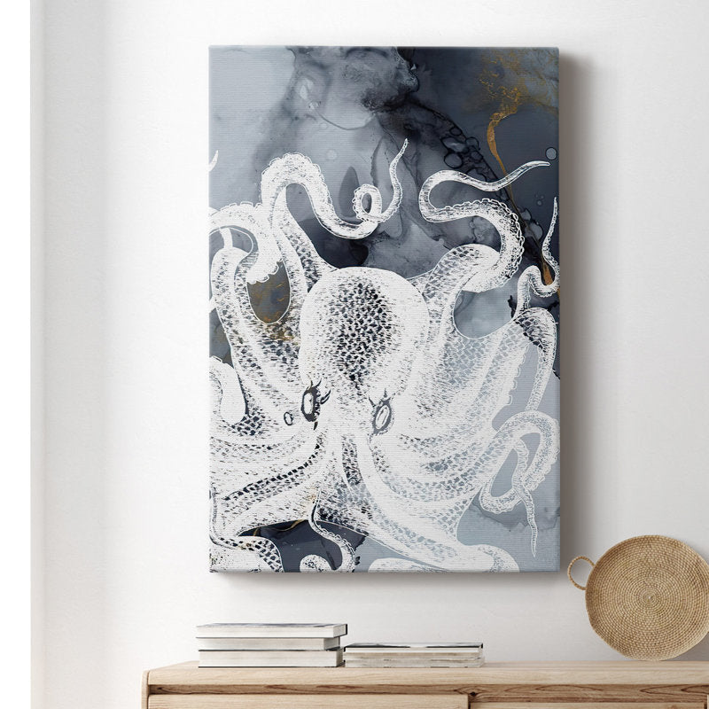 Elegant Octopus Art Print - Modern Oil Painting for Nautical Home Decor