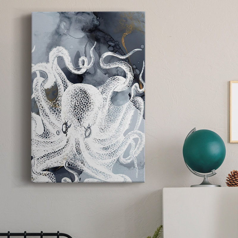 Elegant Octopus Art Print - Modern Oil Painting for Nautical Home Decor