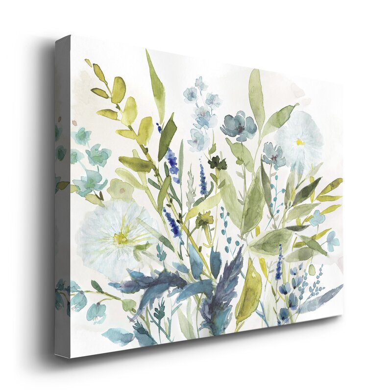 Serene Olive Green Floral Canvas Painting for Tranquil Home Decor