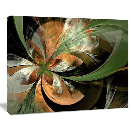 Vibrant Orange and Green Fractal Flower Oil Painting for Modern Art Decor
