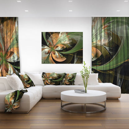 Vibrant Orange and Green Fractal Flower Oil Painting for Modern Art Decor