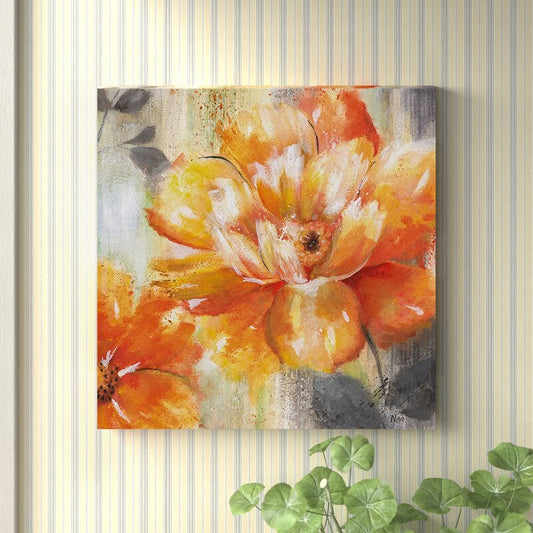 Vibrant Orange Floral Oil Painting for Brightening Home Decor