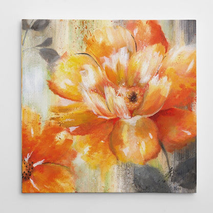Vibrant Orange Floral Oil Painting for Brightening Home Decor