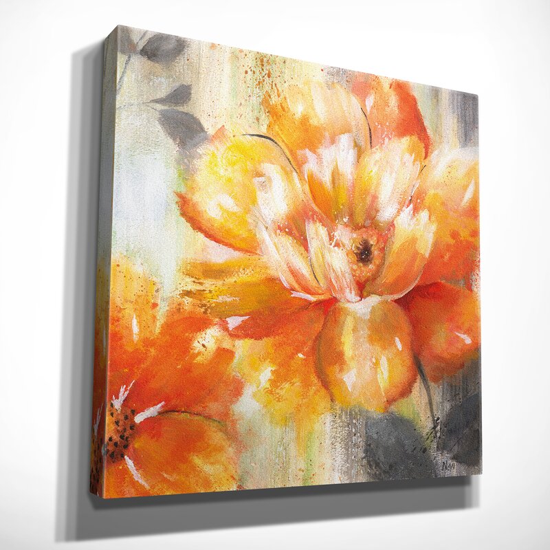 Vibrant Orange Floral Oil Painting for Brightening Home Decor