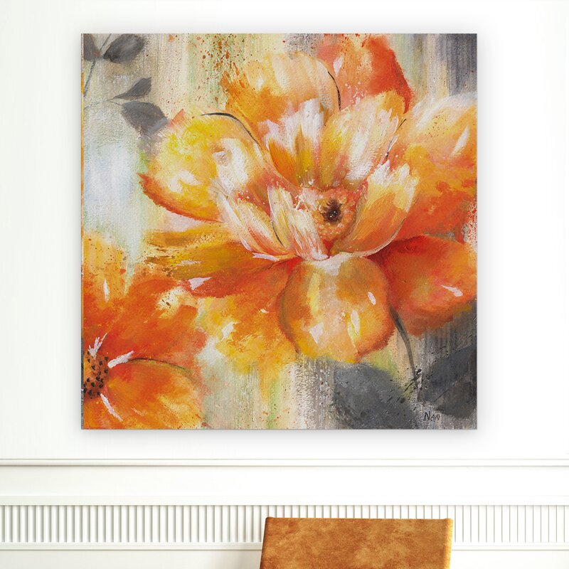 Vibrant Orange Floral Oil Painting for Brightening Home Decor