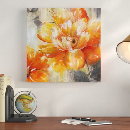 Vibrant Orange Floral Oil Painting for Brightening Home Decor