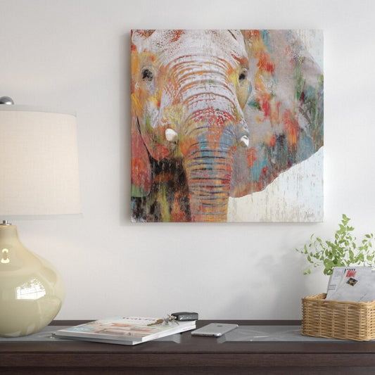 Vibrant Abstract Elephant Oil Painting for Contemporary Home Decor
