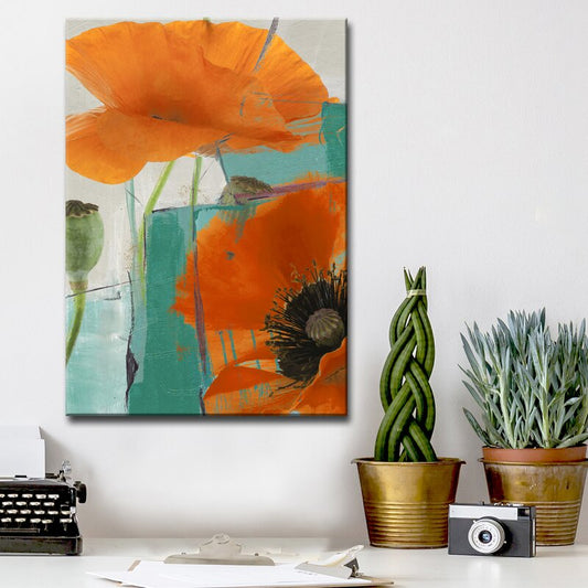 Vibrant Orange Poppies Oil Painting for Floral Home Decor