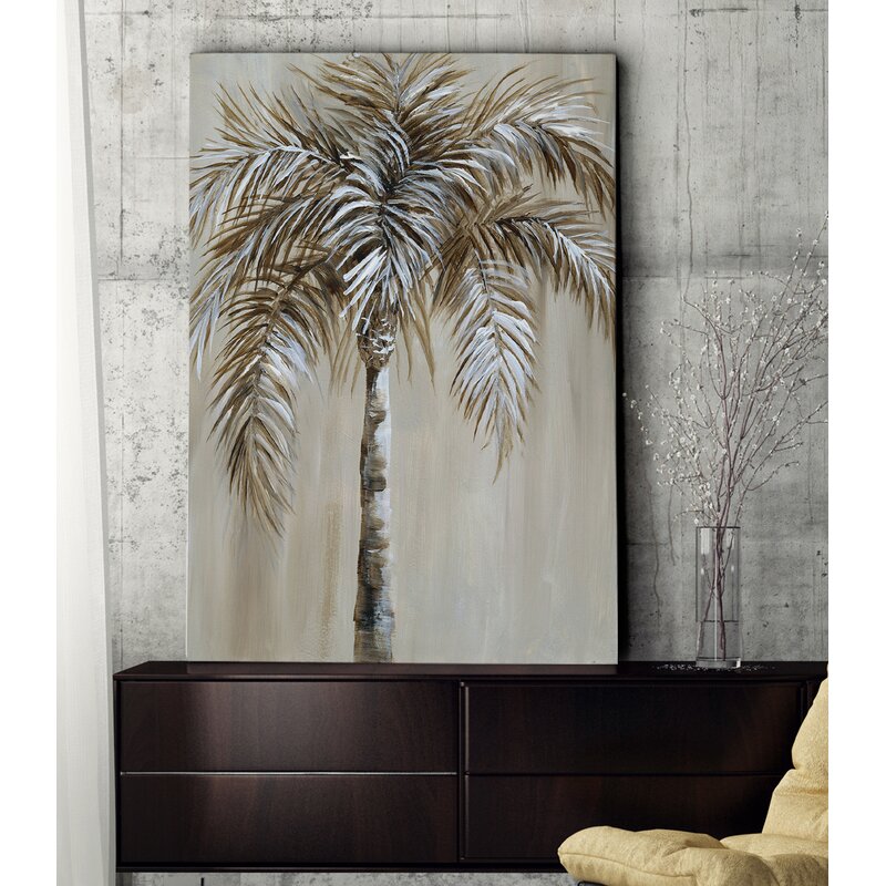 Tropical Palm Tree Oil Painting for Coastal Home Decor