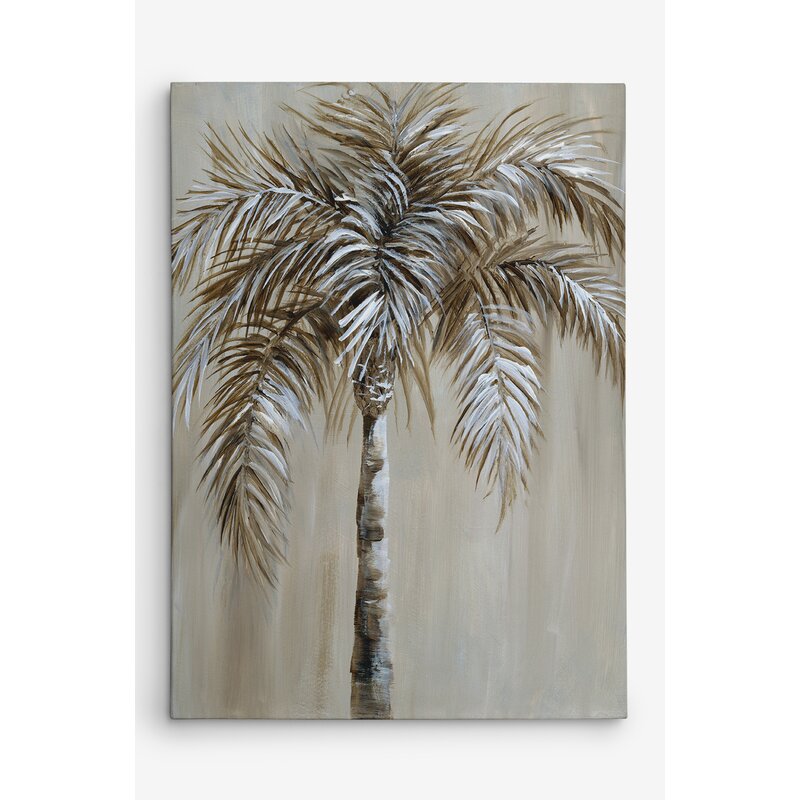 Tropical Palm Tree Oil Painting for Coastal Home Decor