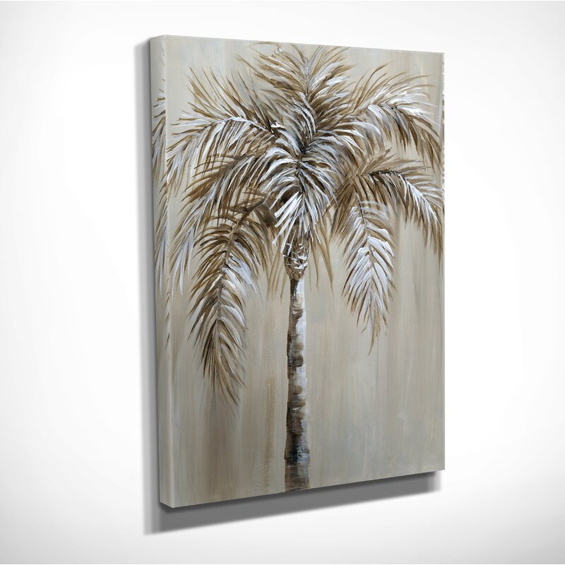 Tropical Palm Tree Oil Painting for Coastal Home Decor
