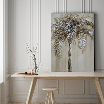 Tropical Palm Tree Oil Painting for Coastal Home Decor