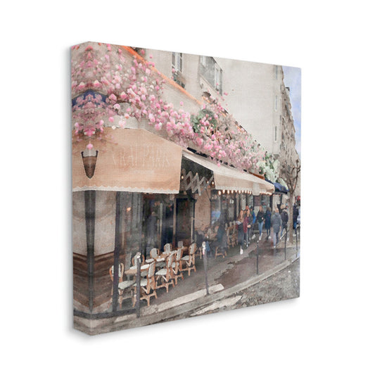 Charming Parisian Street Scene with Flowering Bougainvillea - Oil Painting Print