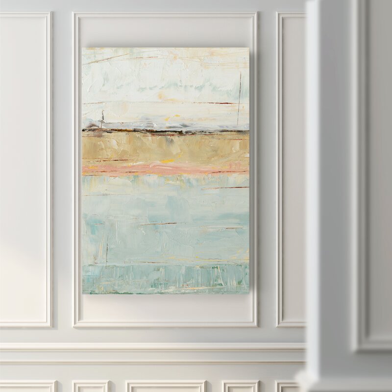 Serene Abstract Oil Painting of Pastel Horizon with Soft Watercolors