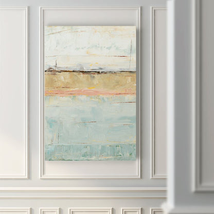 Serene Abstract Oil Painting of Pastel Horizon with Soft Watercolors