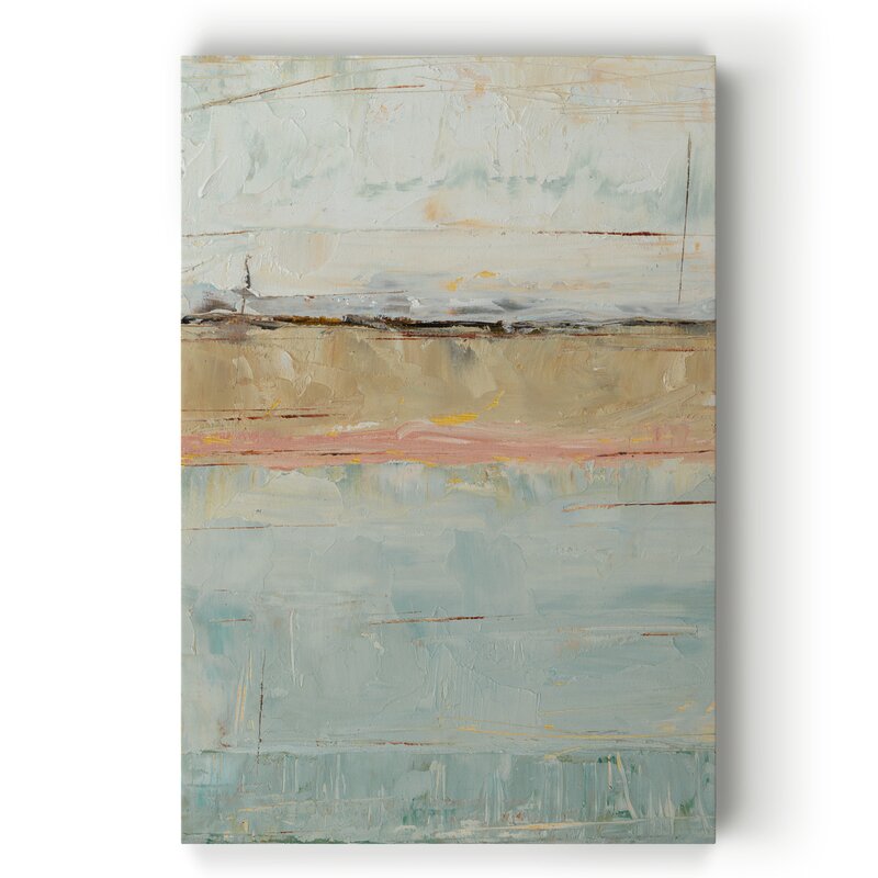 Serene Abstract Oil Painting of Pastel Horizon with Soft Watercolors