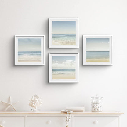 Serene Ocean Waves and Sandy Beach Oil Painting Set for Coastal Home Decor