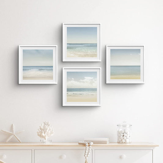 Serene Ocean Waves and Sandy Beach Oil Painting Set for Coastal Home Decor