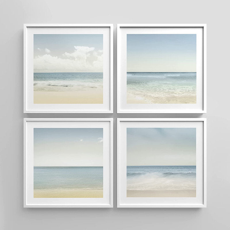 Serene Ocean Waves and Sandy Beach Oil Painting Set for Coastal Home Decor