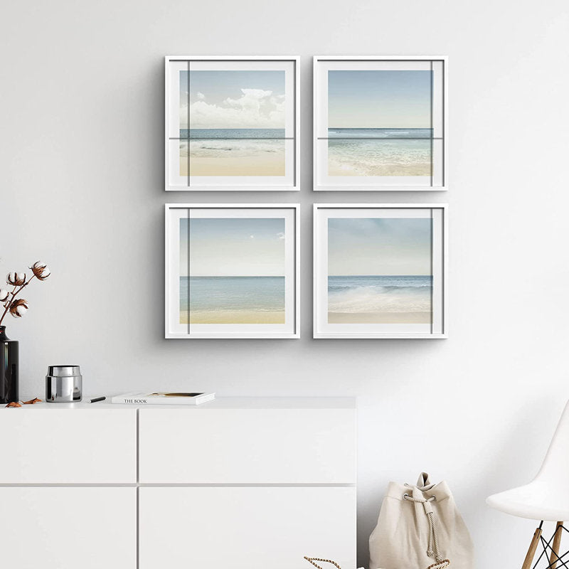 Serene Ocean Waves and Sandy Beach Oil Painting Set for Coastal Home Decor