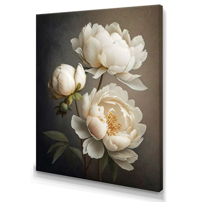 Elegant White Peony Oil Painting for Floral Art Lovers