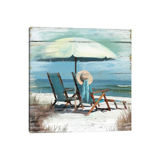 Relaxing Beach Retreat Oil Painting - Coastal Decor