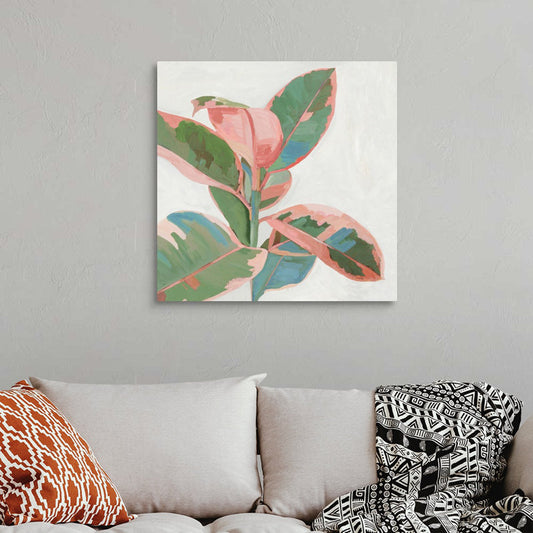 Vibrant Pink Ficus Art Print - Modern Oil Painting for Home Decor