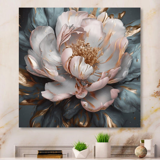Elegant Pink and Grey Peonies Oil Painting for Floral Art Lovers