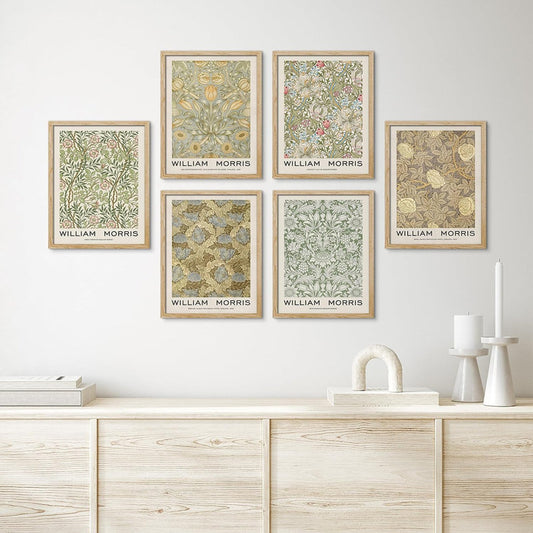 William Morris Botanical Floral Oil Painting Set for Elegant Home Decor