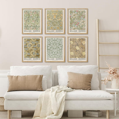 William Morris Botanical Floral Oil Painting Set for Elegant Home Decor