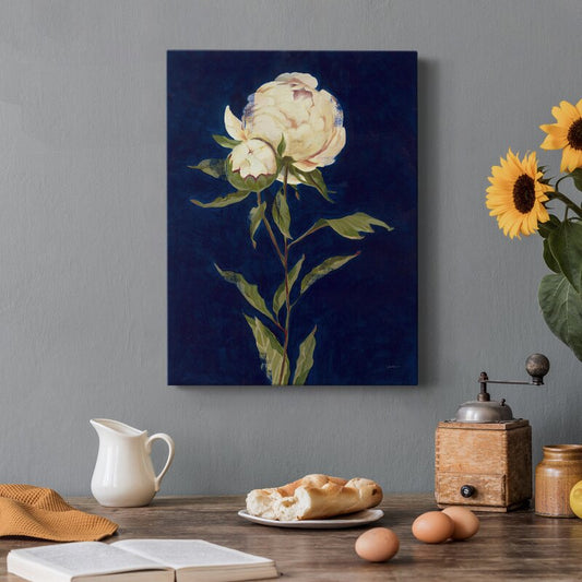 Elegant Peony Flower Oil Painting on Dark Background for Home Decor
