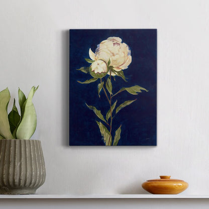 Elegant Peony Flower Oil Painting on Dark Background for Home Decor