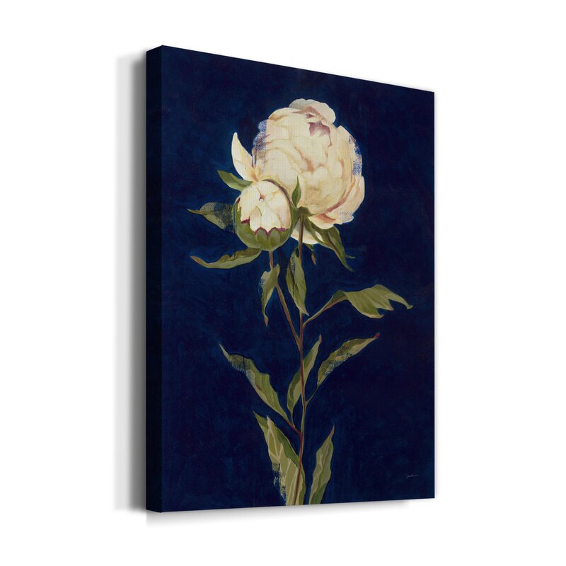 Elegant Peony Flower Oil Painting on Dark Background for Home Decor