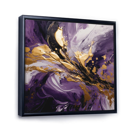 Vibrant Purple and Gold Abstract Oil Painting for Elegant Home Decor