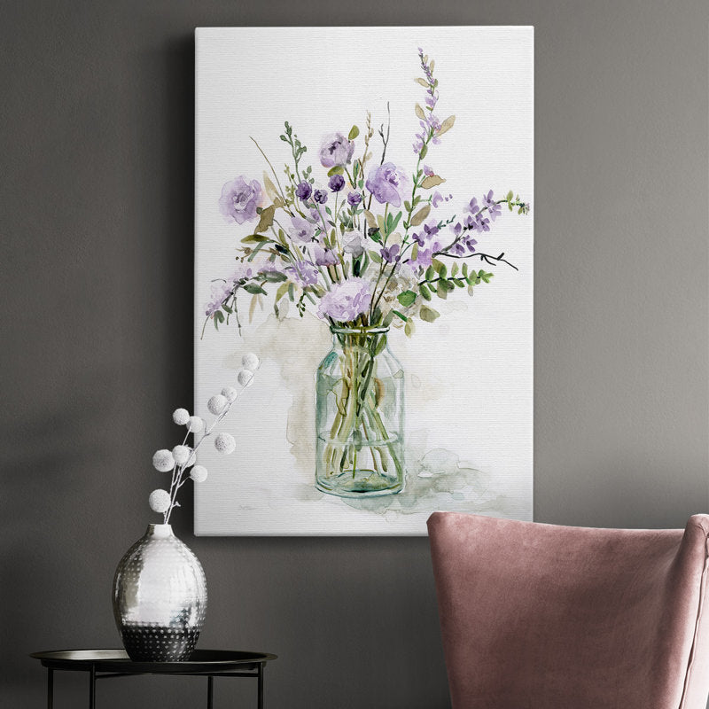Elegant Purple Floral Arrangement Oil Painting for Home Decor