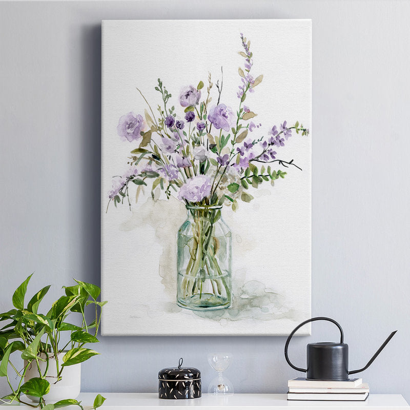 Elegant Purple Floral Arrangement Oil Painting for Home Decor