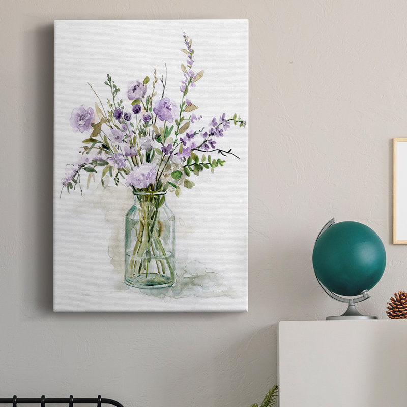 Elegant Purple Floral Arrangement Oil Painting for Home Decor