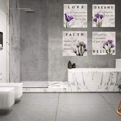 Stunning Purple Tulip Wall Art Set for Elegant Bathroom Decor